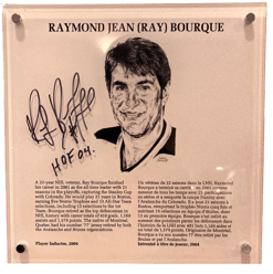 Ray Bourque Autographed HOF 9" x 9" Plaque