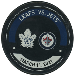 Warm-Up Used Puck - Toronto Maple Leafs Vs. Winnipeg Jets March 11