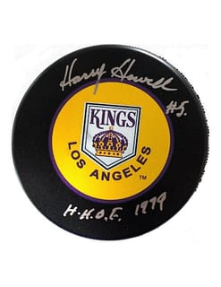 Harry Howell Autographed Puck Los Angeles Kings