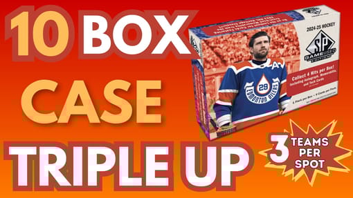 GB#23,767 - 24-25 UD SP GAME USED 10 BOX CASE TRIPLE UP! *3 TEAMS PER SPOT!*