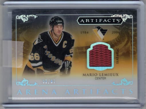 GB#21,736 - MINI CHANCER w/ HUGE LEMIEUX! 23-24 UD ARTIFACTS SEAT RELIC MARIO LEMIEUX /67 - ONLY 25 SPOTS!