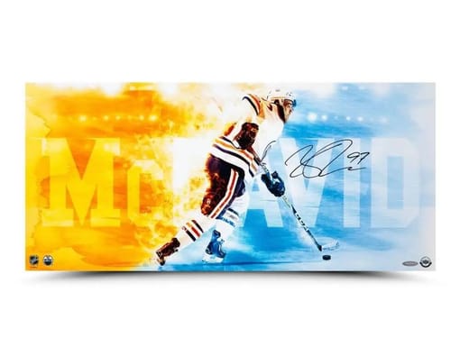 Connor McDavid Autographed "Fire Speed" 12 x 26 Photo