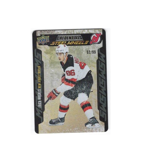GB#21,367 - *MINI CHANCER* 2019-20 UPPER DECK CREDENTIALS STEEL WHEELS GOLD ROOKIE JACK HUGHES /99! RARE RC!