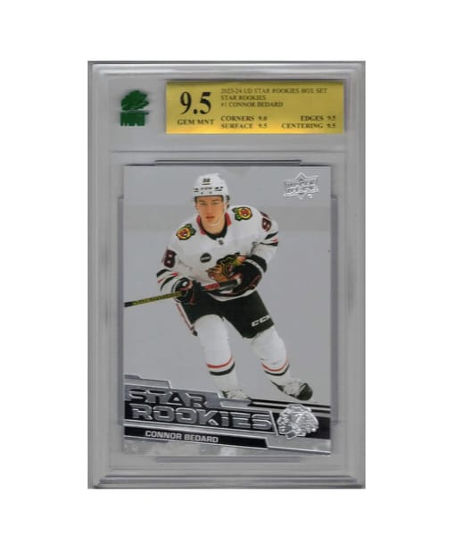 GB#21,369 - *MINI CHANCER* 2023-24 UPPER DECK STAR ROOKIES CONNOR BEDARD MNT 9.5!! RARE RC!