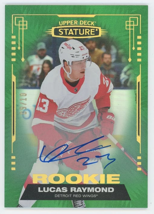 GB#21,240 - *MINI CHANCER WITH RARE WINGS AUTOGRAPH!* LUCAS RAYMOND STATURE GREEN AUTO /10 ROOKIE FOR ONLY $13 A SPOT - 30 SPOTS!