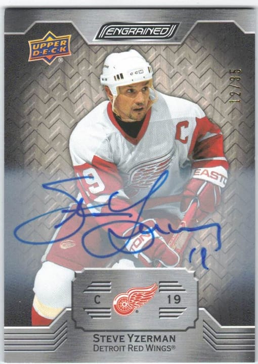 GB#23,095 - HIGH END CARD CHANCER - HARD SIGNED STEVE YZERMAN /35 ENGRAINED AUTOGRAPH - AMAZING CHANCER!