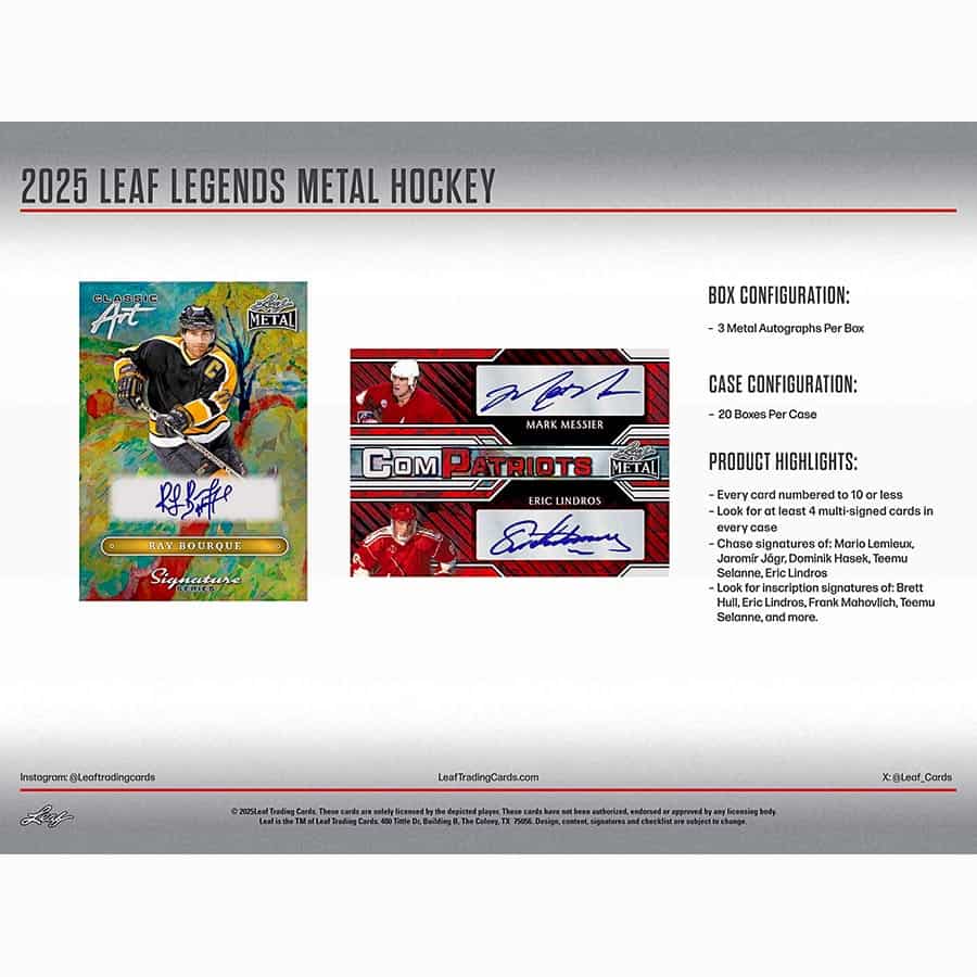 2025 Leaf Metal Legends Hockey Hobby Box