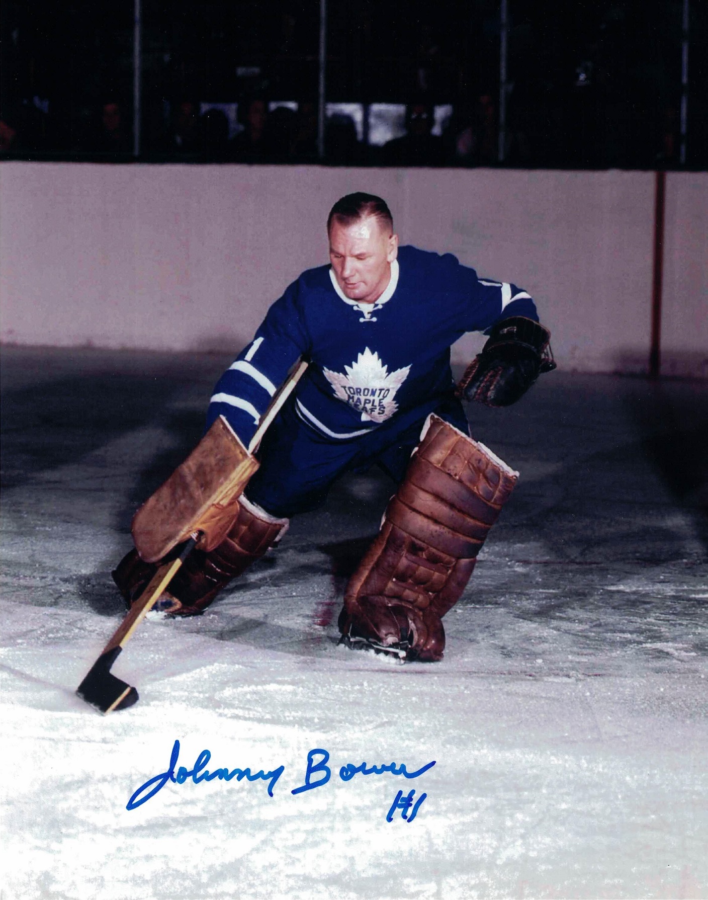 Johnny Bower Autographed 8 x 10 Toronto Maple Leafs (Save)
