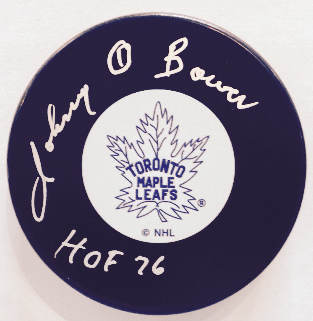 Johnny Bower Autographed Puck Toronto Maple Leafs