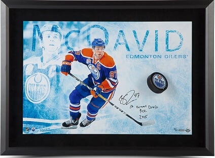 Connor McDavid Autographed & Inscribed "1st Overall Draft Pick" Breaking Through /97