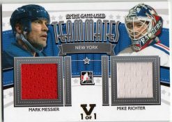 15-16 ITG Vault 13-14 ITG Used Teammates Dual Jersey Mark Messier/Mike Richter 1/1 TM-12
