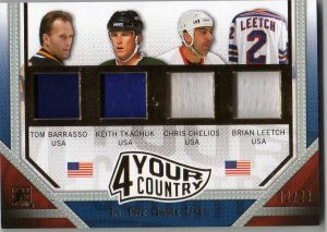 14-15 ITG Used 4 Your Country Quad Jersey Tom Barrasso/Keith Tkachuk/Chris Chelios/Brian Leetch 2/20 4YC-07