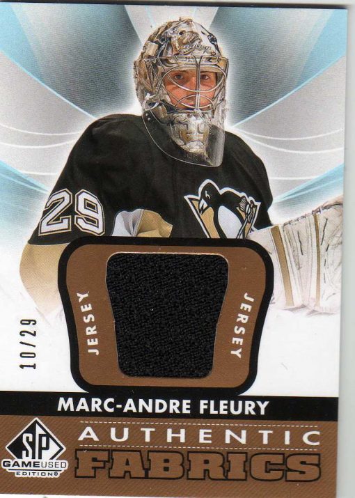 12-13 Upper Deck SP Game Used Authentic Fabrics Gold Jersey Marc-Andre Fleury 10/29 AF-MF