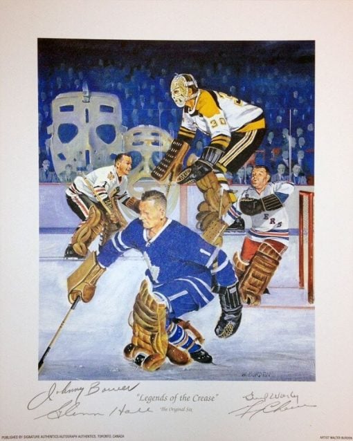 Bower, Worsley, Hall & Cheevers Legends of The Crease 11 x 9 Autographed Lithograph