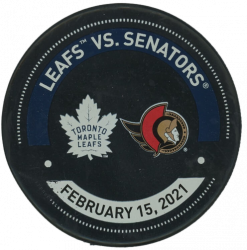 Warm-Up Used Puck - Toronto Maple Leafs Vs. Ottawa Senators Feb 15