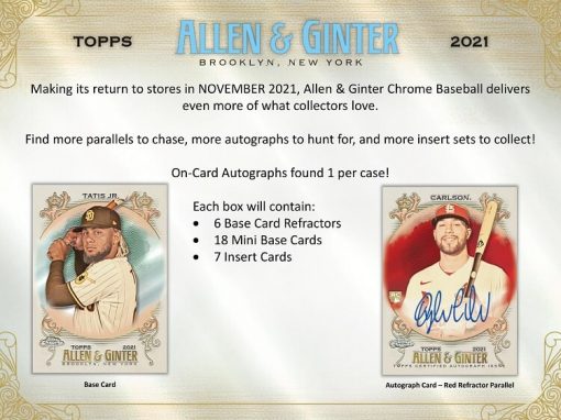 2021 Topps Allen & Ginter Chrome Hobby Baseball Box