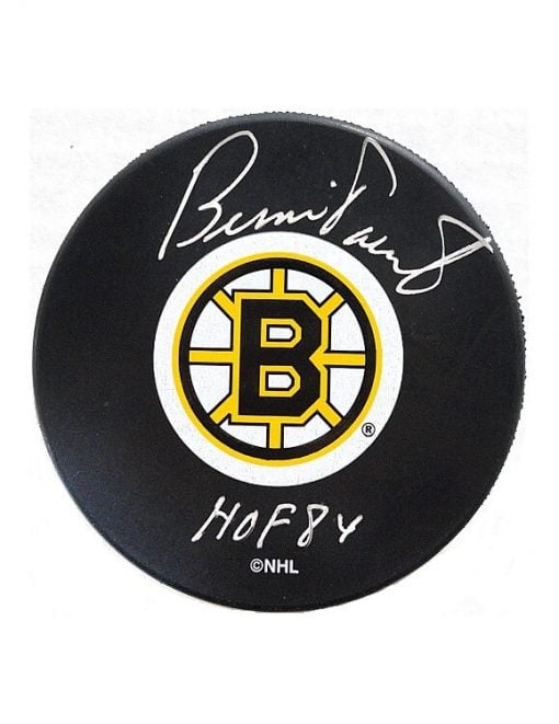 Bernie Parent Autographed Puck Boston Bruins