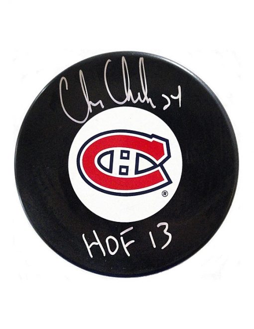 Chris Chelios Autographed Puck Montreal Canadiens