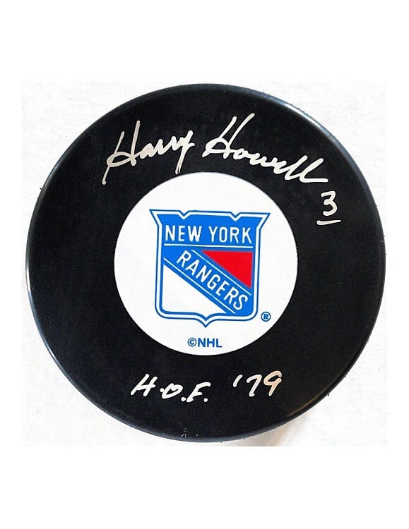 Harry Howell Autographed Puck New York Rangers