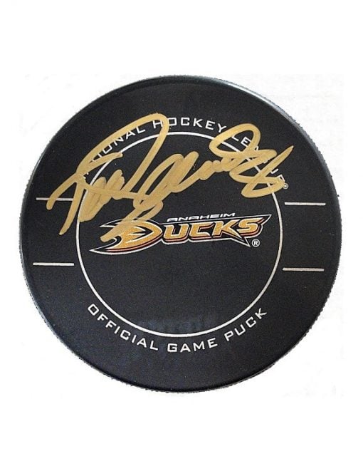 Teemu Selanne Autographed Puck Anaheim Ducks