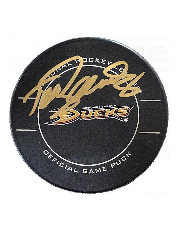 Teemu Selanne Autographed Puck Anaheim Ducks