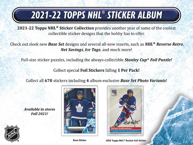 2021-22 Topps NHL Stickers Pack Box (50 Packs)