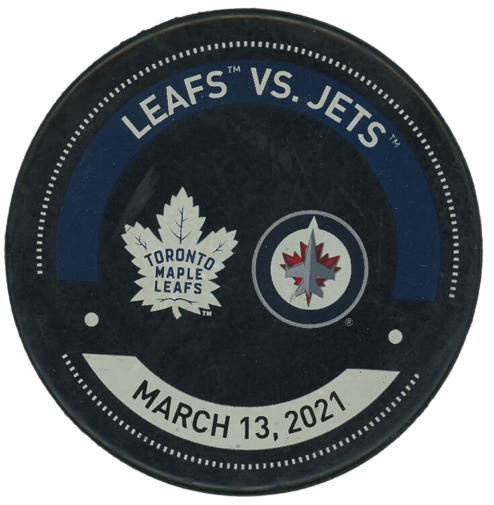 Warm-Up Used Puck - Toronto Maple Leafs Vs. Winnipeg Jets March 13