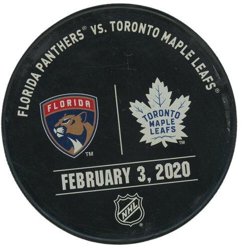 Warm-Up Used Puck - Toronto Maple Leafs Vs. Florida Panthers Feb 3