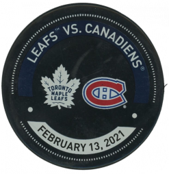 Warm-Up Used Puck - Toronto Maple Leafs Vs. Montreal Canadiens Feb 13