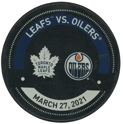 Warm-Up Used Puck - Toronto Maple Leafs Vs. Edmonton Oilers March 27