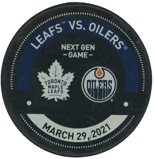 Warm-Up Used Puck - Toronto Maple Leafs Vs. Edmonton Oilers March 29