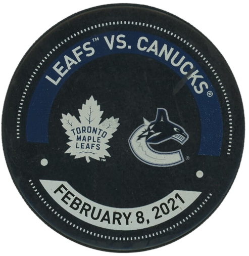 Warm-Up Used Puck - Toronto Maple Leafs Vs. Vancouver Canucks Feb 8
