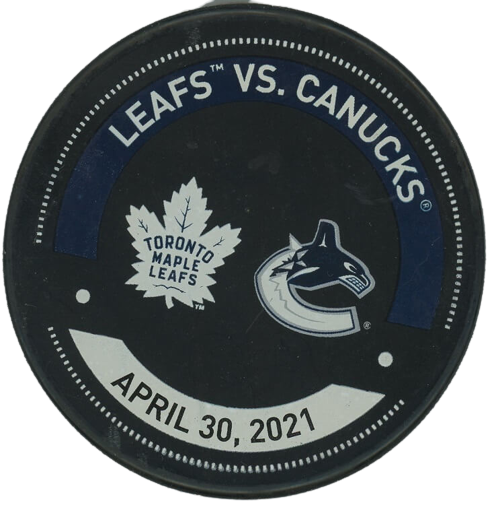 Warm-Up Used Puck - Toronto Maple Leafs Vs. Vancouver Canucks Apr 30