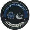 Warm-Up Used Puck - Toronto Maple Leafs Vs. Vancouver Canucks Feb 6