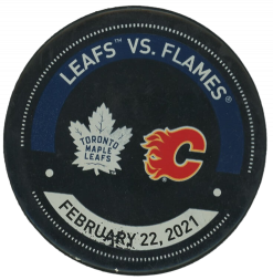 Warm-Up Used Puck - Toronto Maple Leafs Vs. Calgary Flames Feb 22